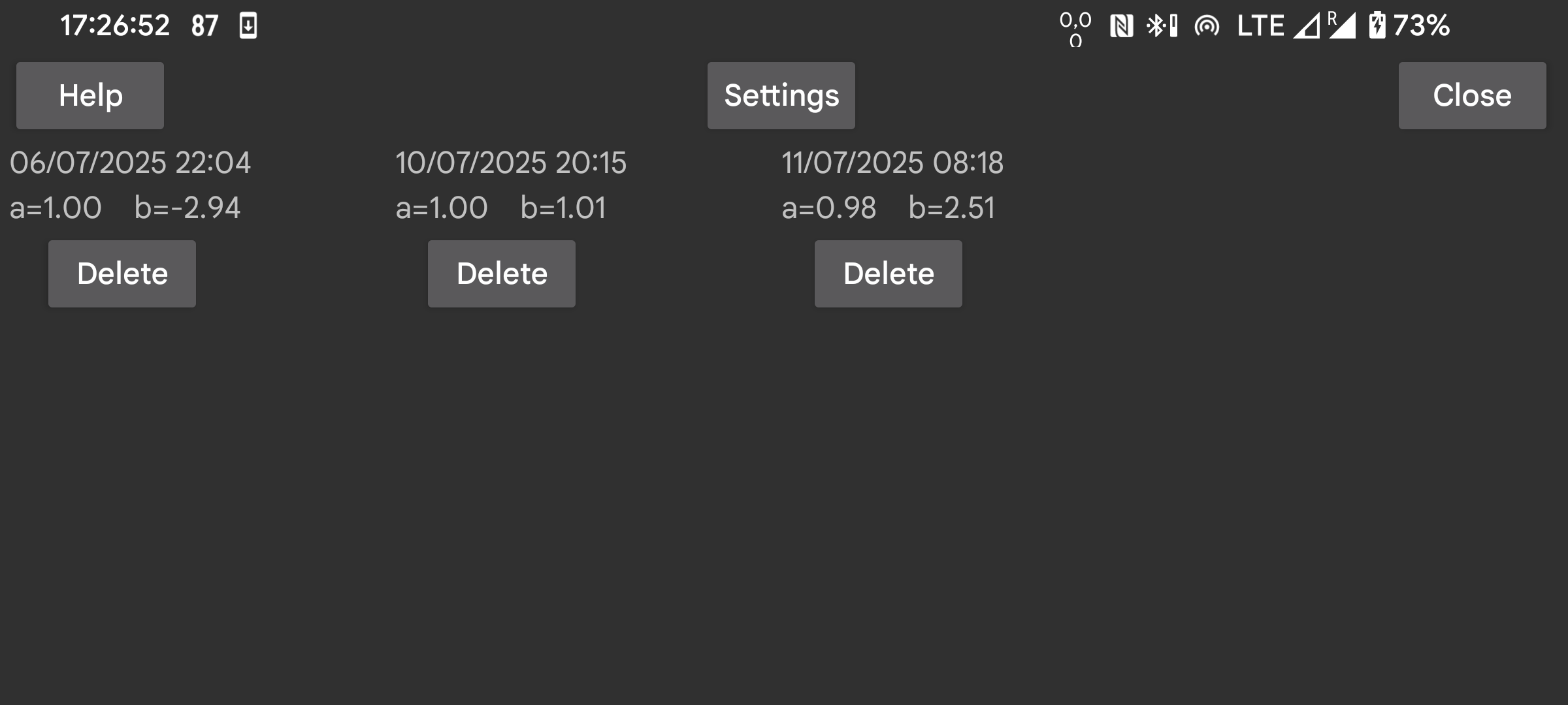 Calibration Settings