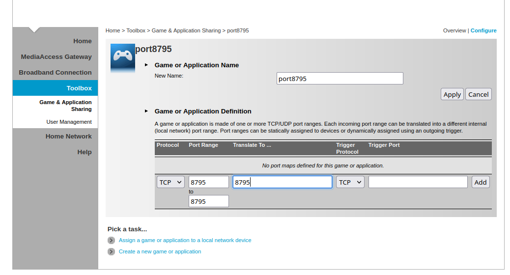 Specify port