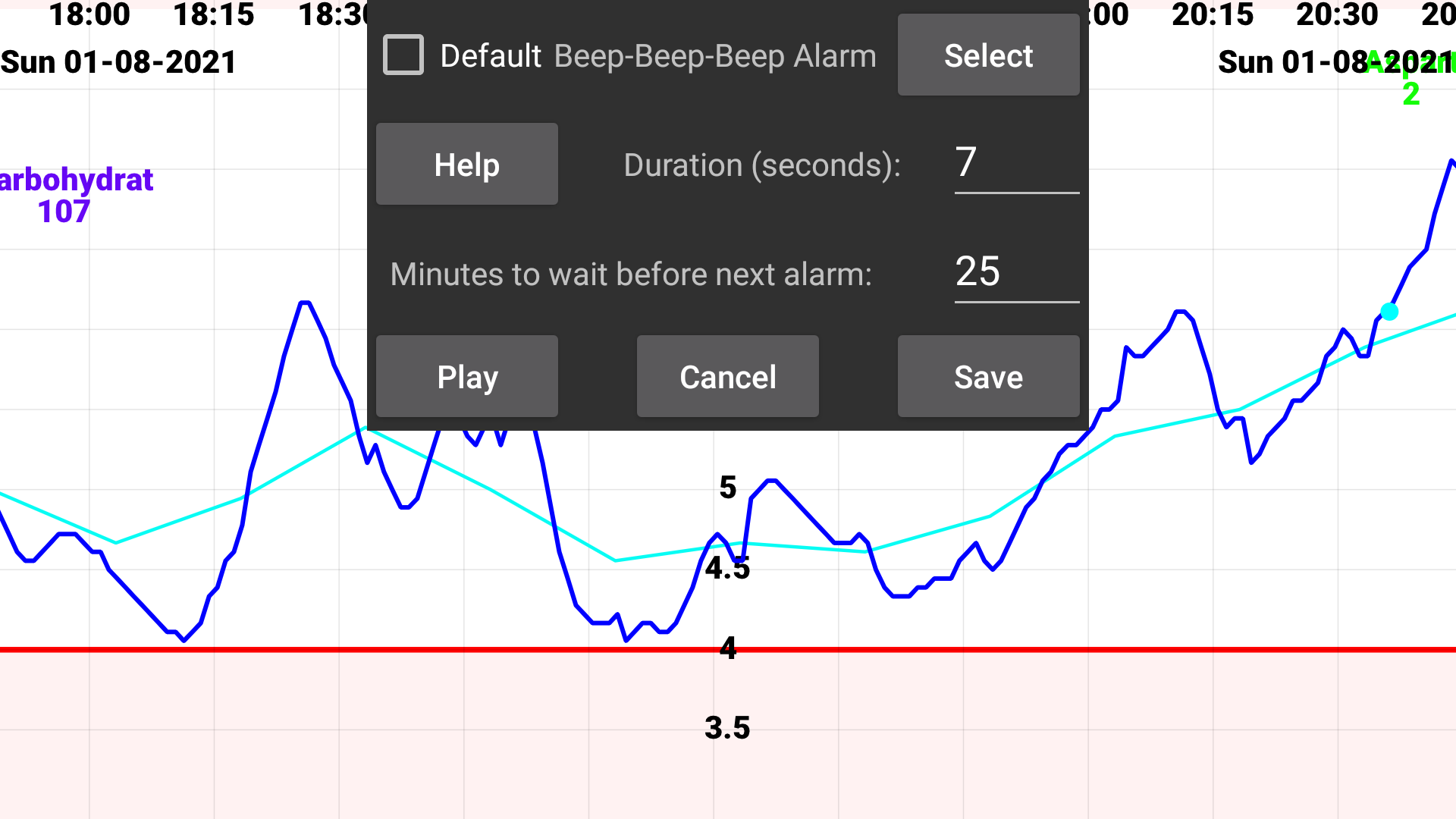 Specify ringtone for low glucose alarm